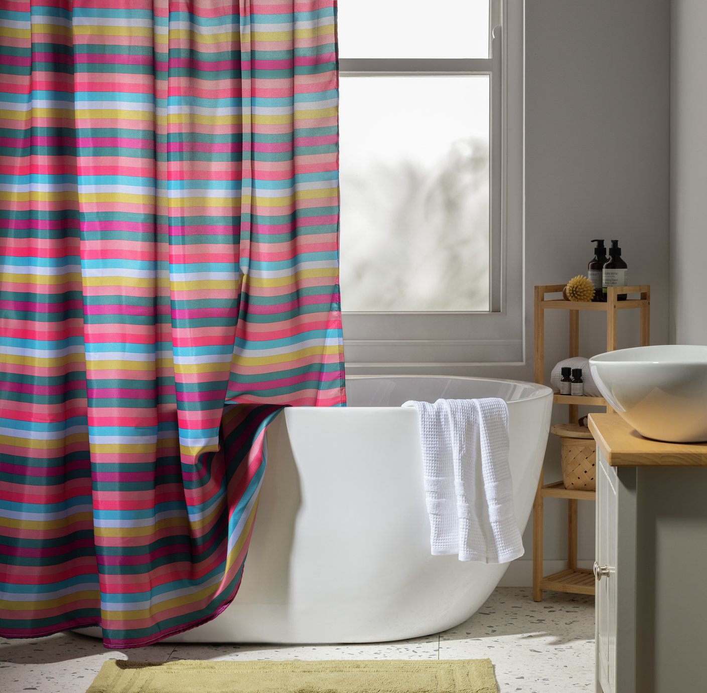 Habitat Stripe Anti Bacterial Curtain - Multicoloured