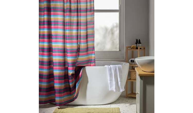 Habitat Stripe Anti Bacterial Curtain - Multicoloured