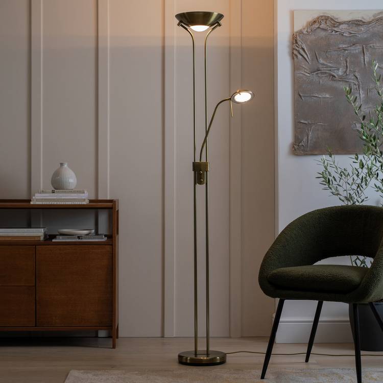 Argos Home Father&Child Uplighter Floor Lamp - Antique Brass 0