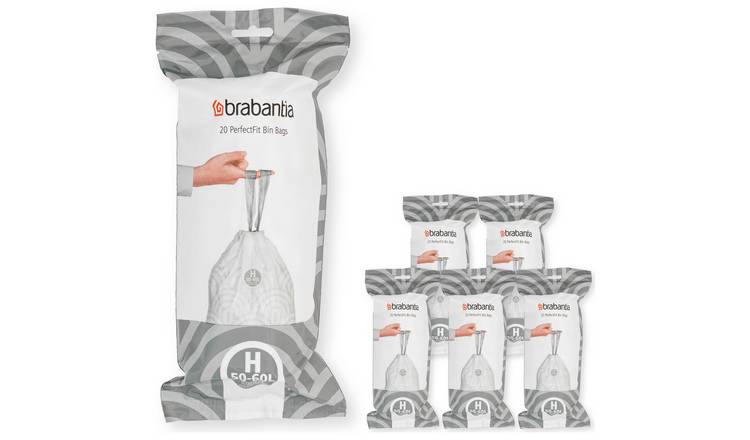 Brabantia 60L PerfectFit Code H Bin Liners - Pack of 120