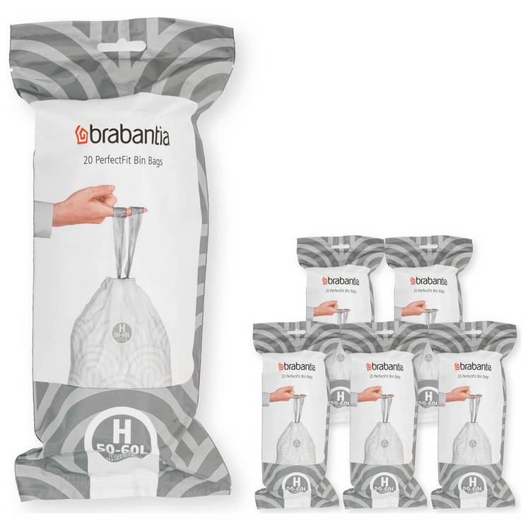 Brabantia 60L PerfectFit Code H Bin Liners - Pack of 120 0