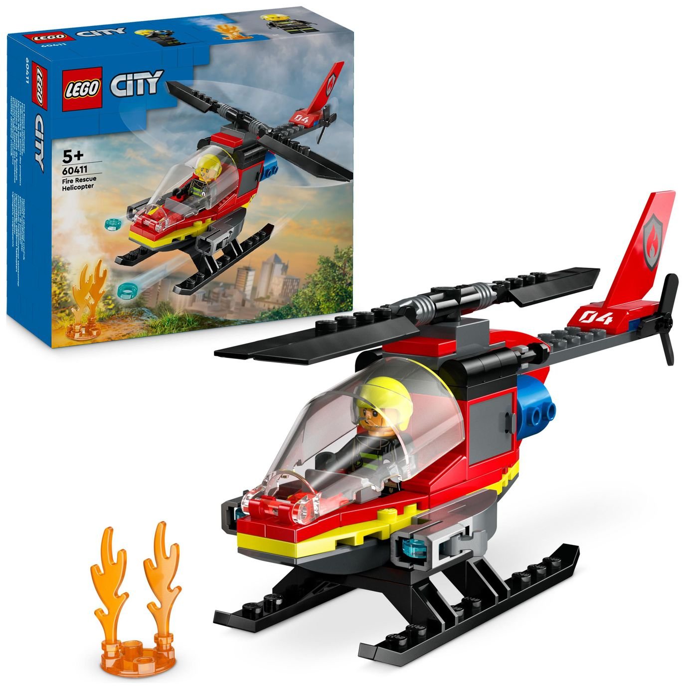 LEGO City Fire Rescue Helicopter Toy Vehicle Set 60411