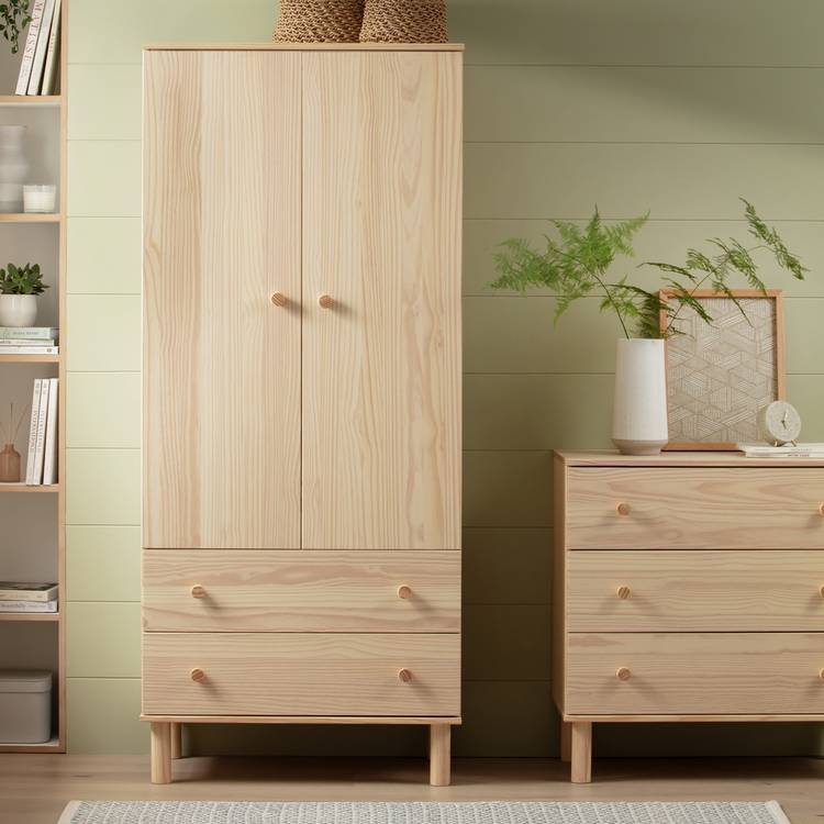 Habitat Akio 2 Door 2 Drawer Wardrobe - Pine 0