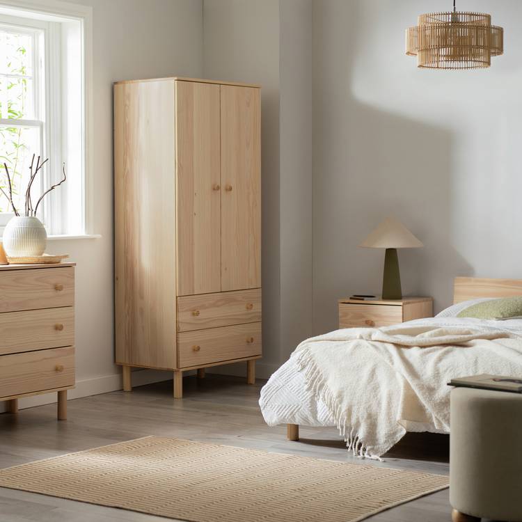 Habitat Akio 2 Door 2 Drawer Wardrobe - Pine 0