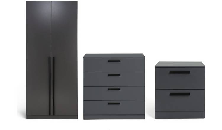 Buy Habitat Munich 3 Piece 2 Door Wardrobe Set - Black | Bedroom ...