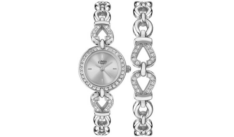 Limit Women's Silver Plated Bracelet and Watch Set 