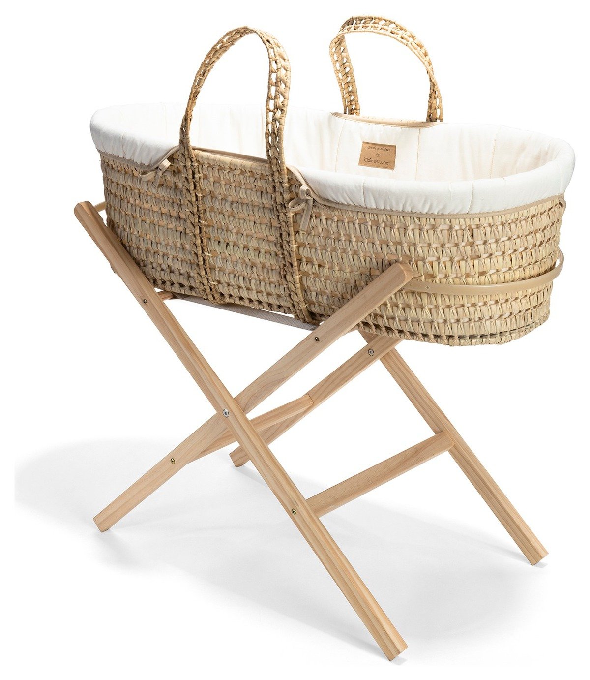 Clair de Lune Cream Organic Moses Basket With Stand