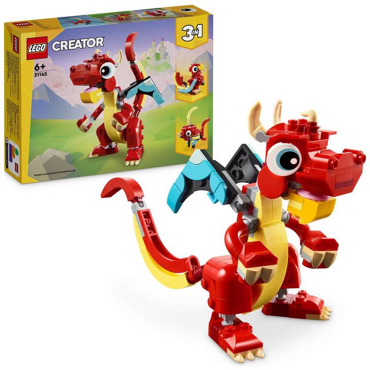 LEGO Creator 3in1 Red Dragon Toy with Animal Figures 31145 0
