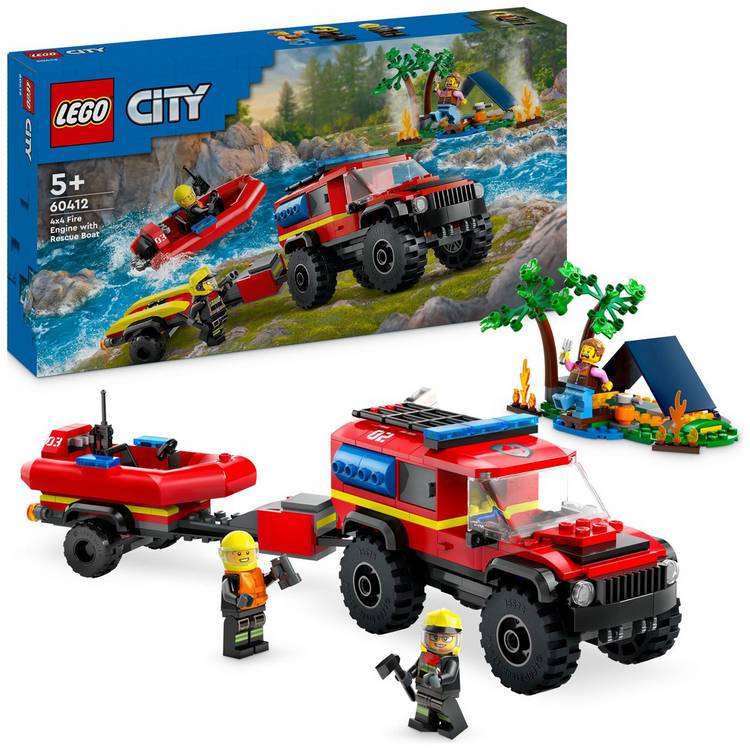 LEGO City 4x4 Fire Engine with Rescue Boat Toys 60412 0