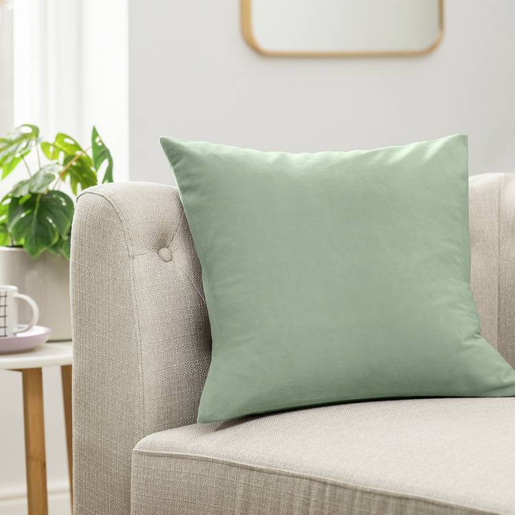 Habitat Velvet Cushion Cover - 2 Pack - Sage - 43x43cm 0