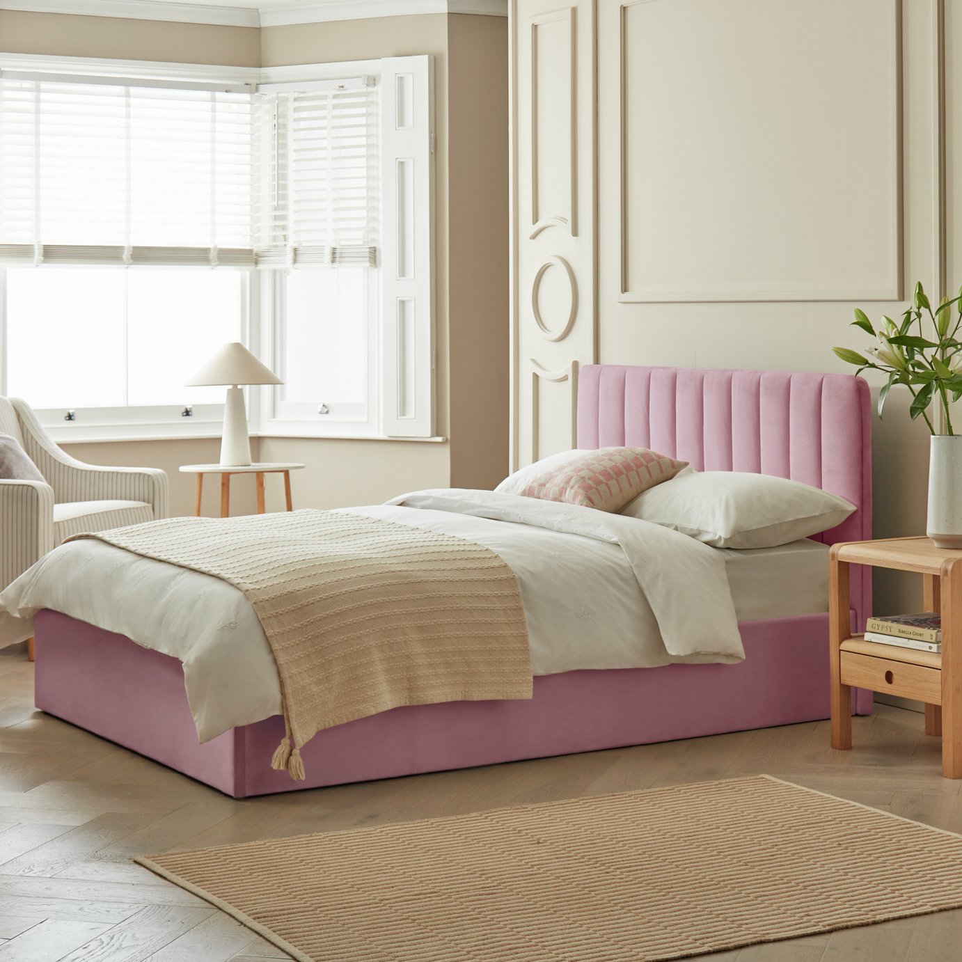 Habitat Pandora Double Ottoman Bed Frame - Pink