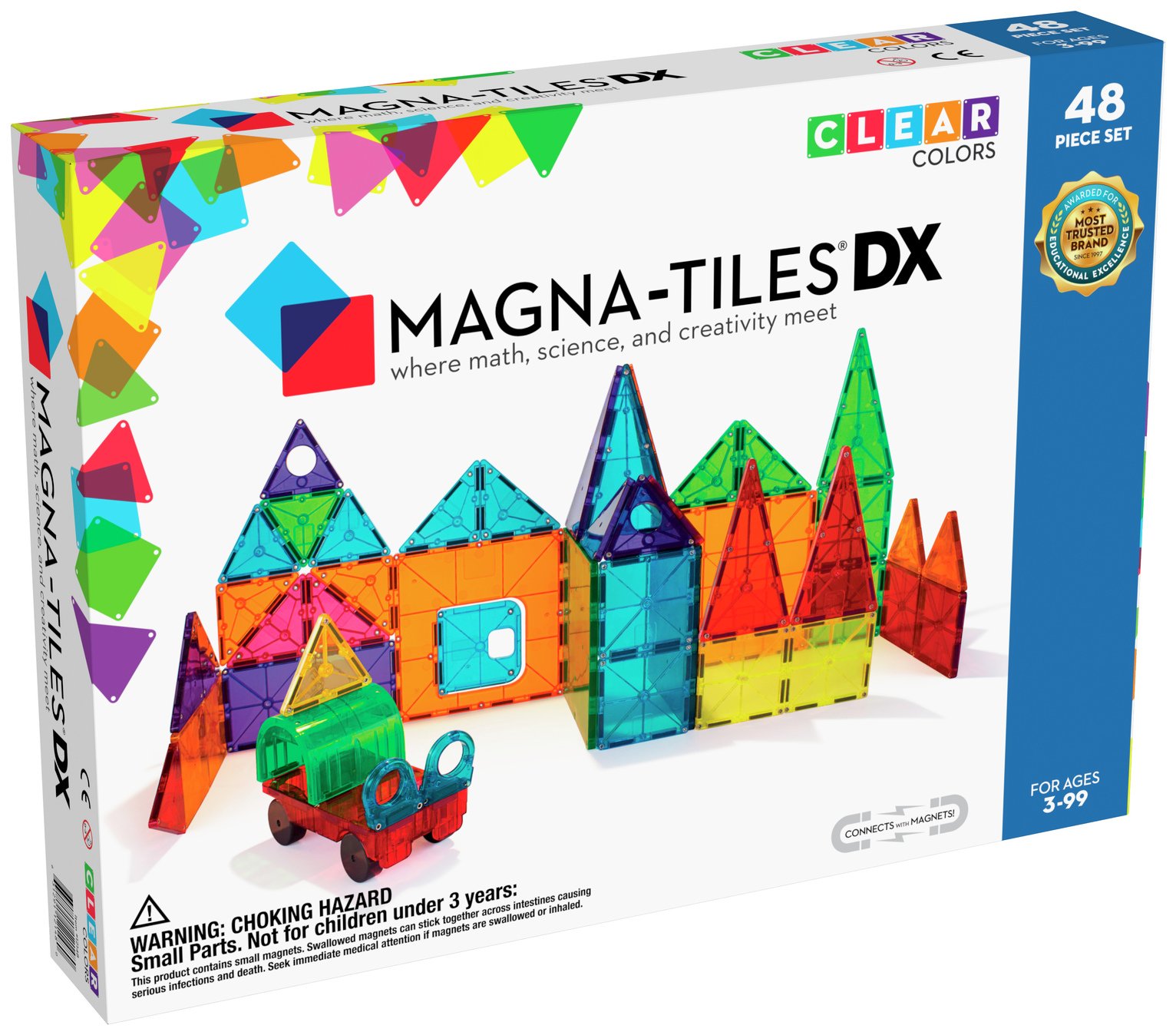 Magna-Tiles Clear Colours 48 Piece Deluxe Set Magnetic Toy