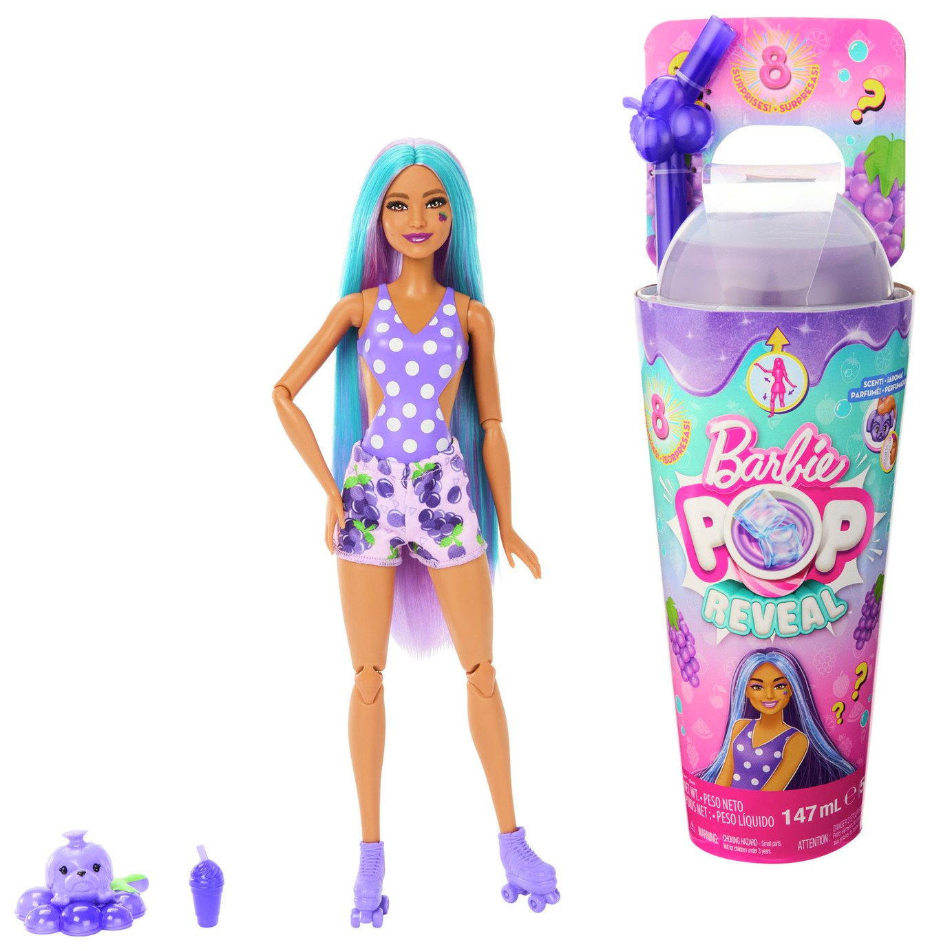Barbie Pop Reveal Fruit - Grape Fizz Scented Doll & Surprise