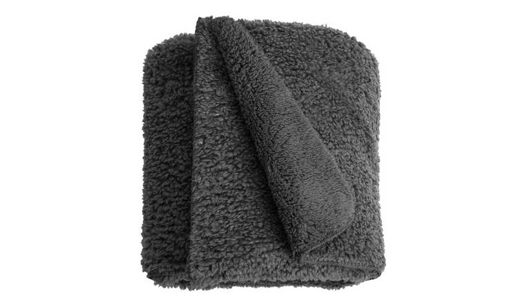 Buy Habitat Snuggle Fleece Throw - Charcoal - 125X150cm | Blankets and  throws | Argos