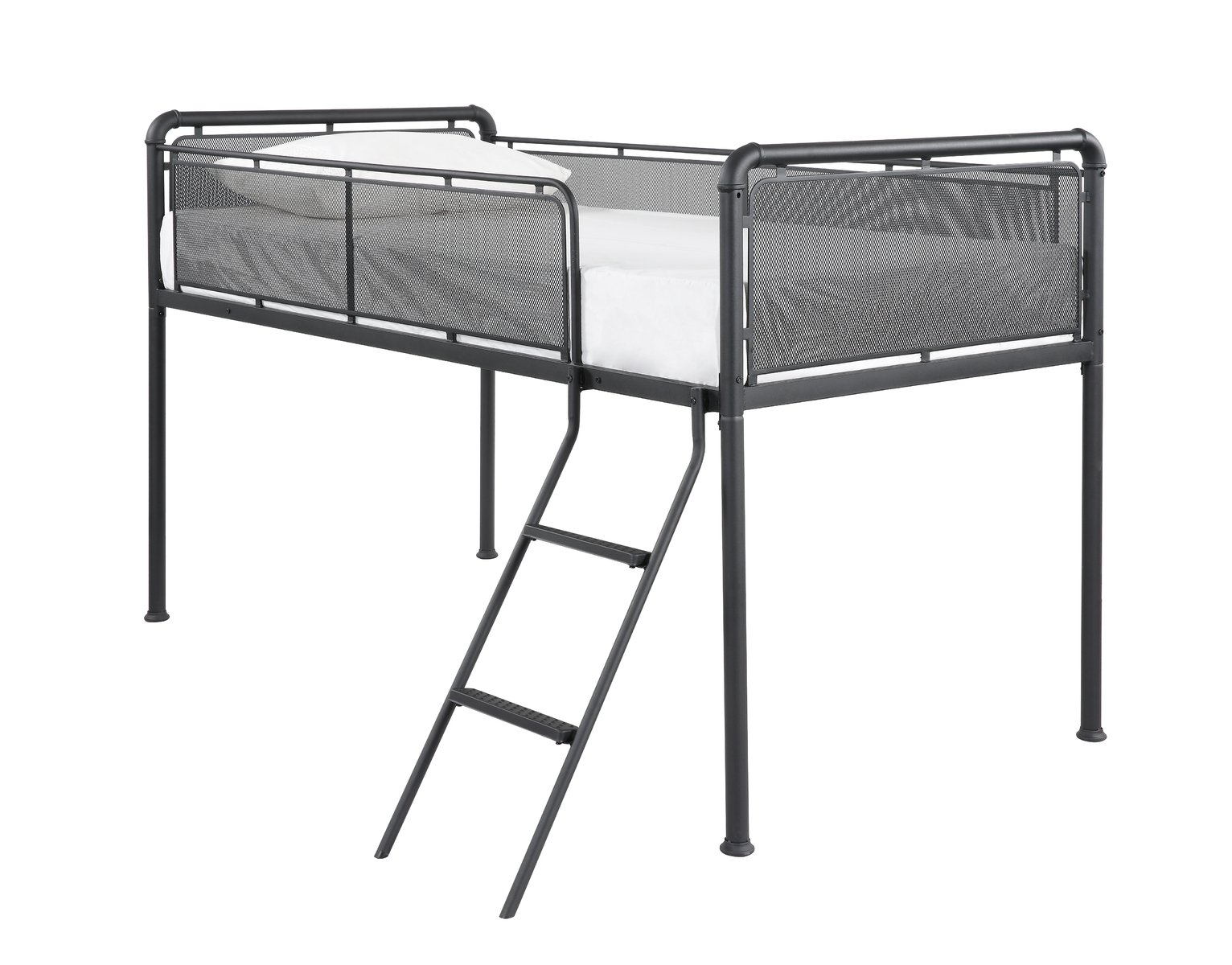 white metal mid sleeper bed