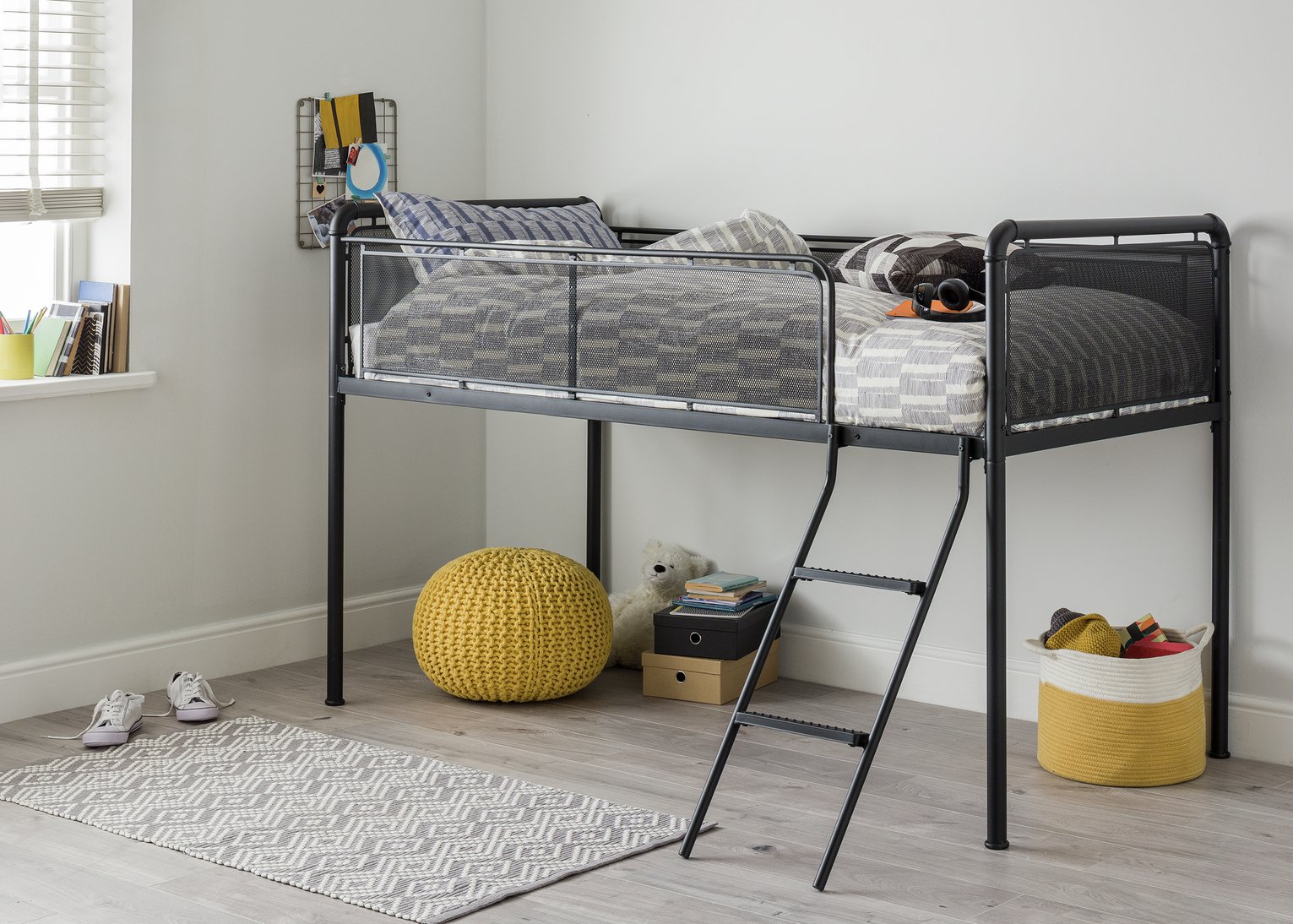 black mid sleeper bed