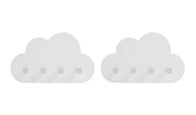 Argos Home Pack of 2 Cloud Wall Hooks - White