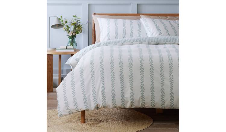 Argos Home Leaf Stripe Green Bedding Set - Superking