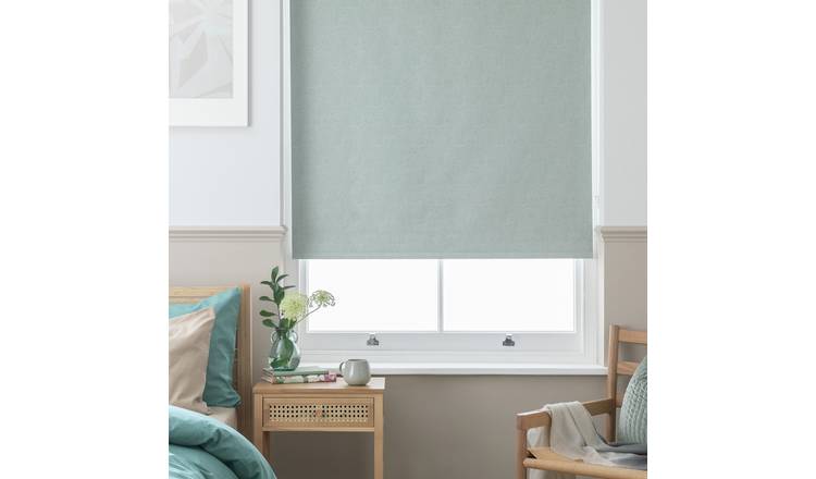 Habitat Textured Linen Look Blackout Roller Blind - Sage