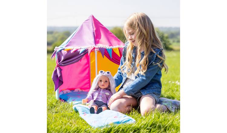 18 Inch Doll Accessories - Pink Dining Canopy Camping Tent with