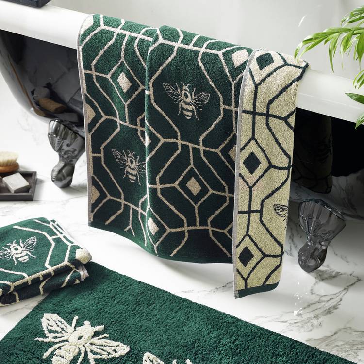 furn Bee Deco Patterned Hand Towel - Emerald Green 0
