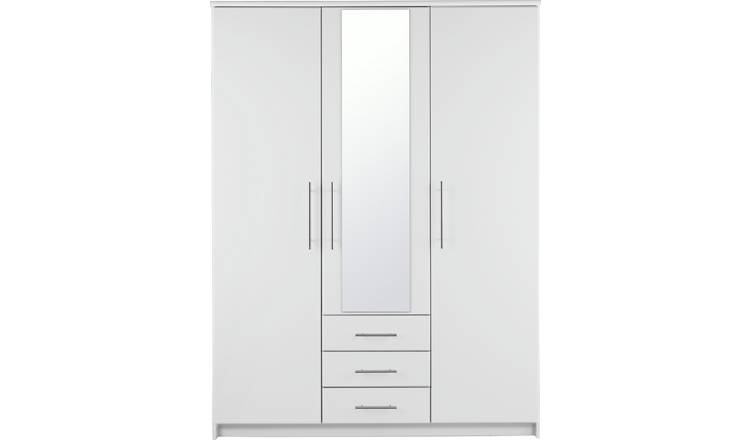 3 door mirrored wardrobe with deals drawers