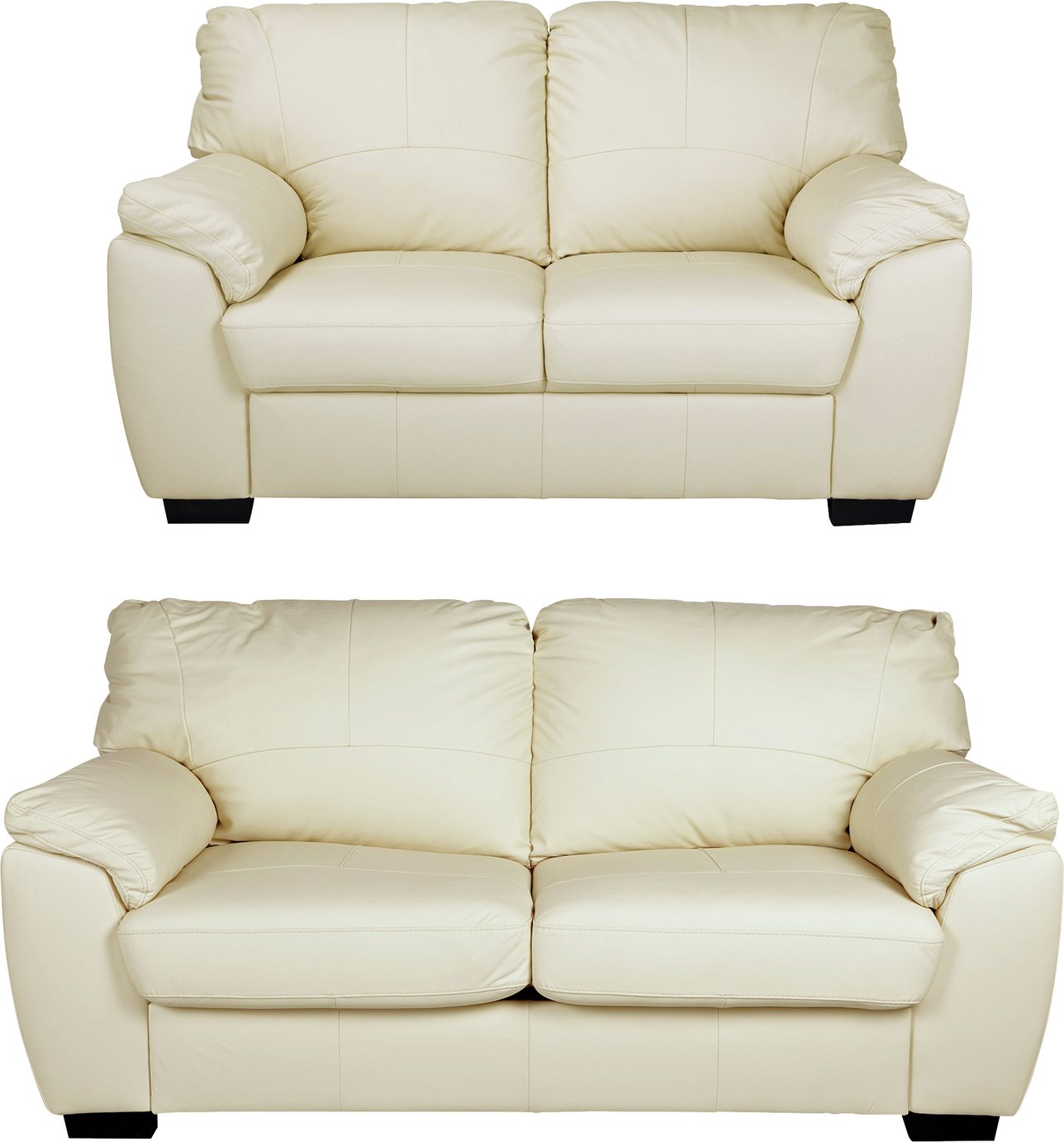 Argos Home Milano Leather 2 Seater and 3 Seater Sofa - Ivory