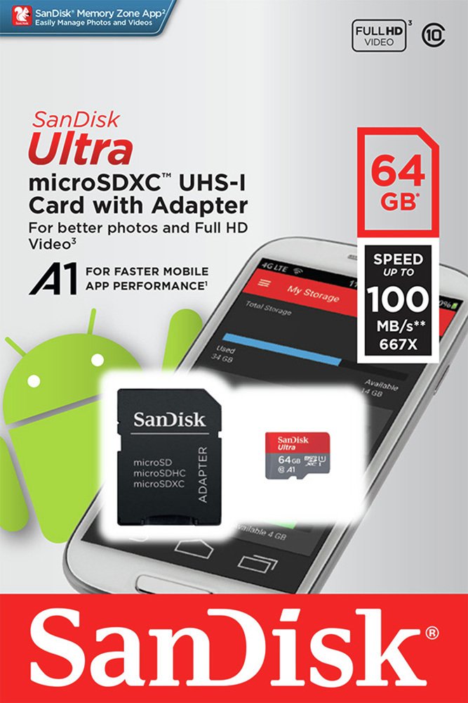 SanDisk Ultra 100MBs Micro SDXC Memory Card -  64GB