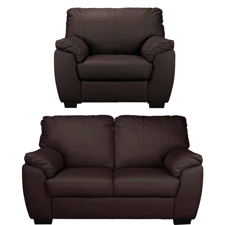 Argos Home Milano Leather Chair & 2 Seater Sofa - Chocolate 0