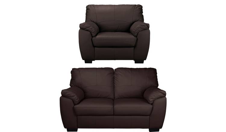 Argos Home Milano Leather Chair & 2 Seater Sofa - Chocolate