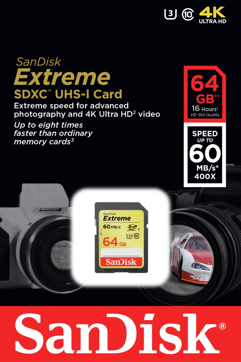 SanDisk Extreme 90MBs SD 4K Ready Memory Card - 64GB