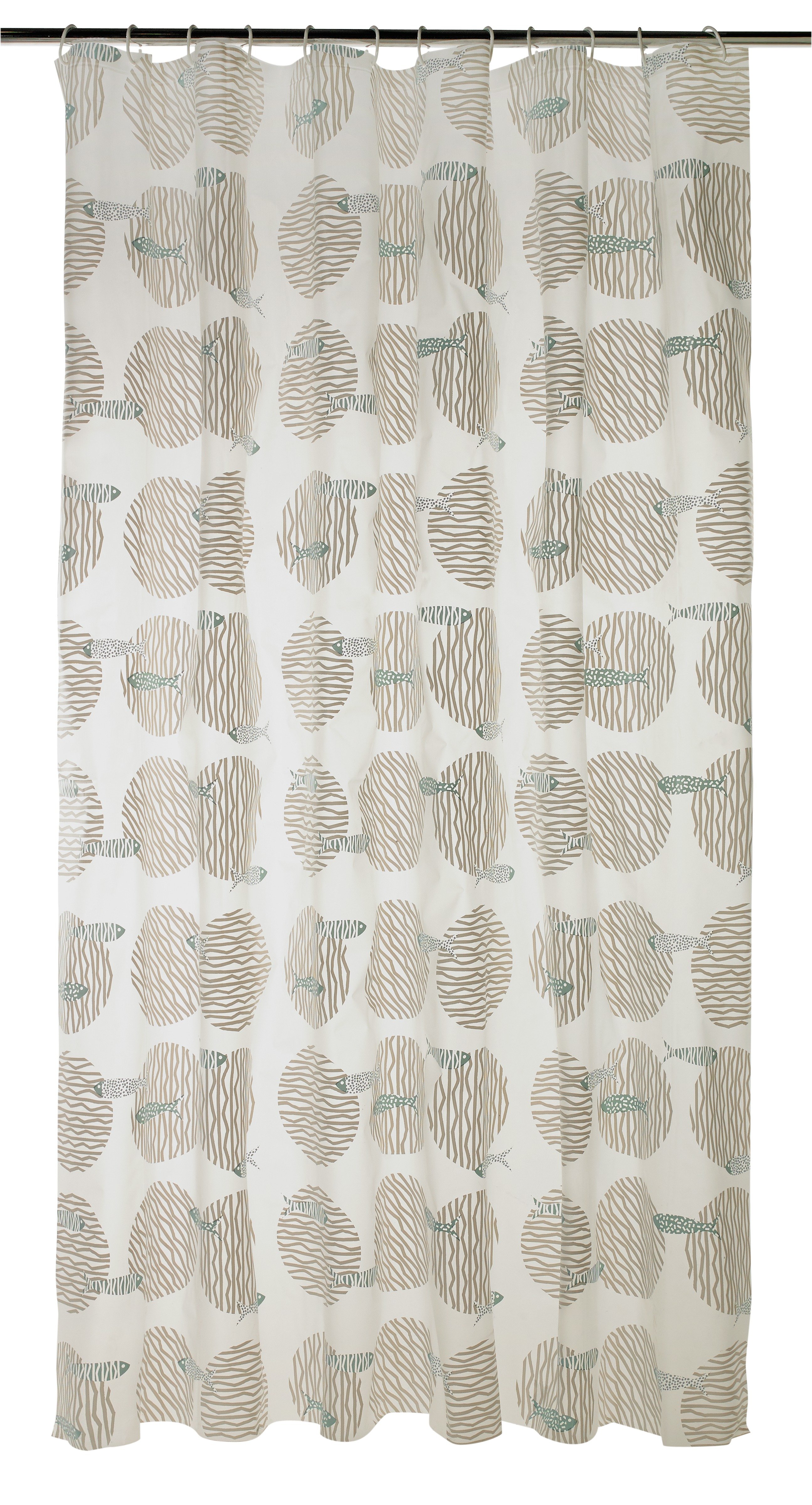 Habitat Fish Shower Curtain - Mushroom Grey & Teal