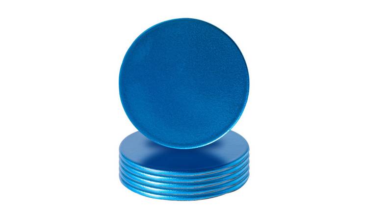 Argon Tableware Metallic Coasters - Blue - Pack of 6