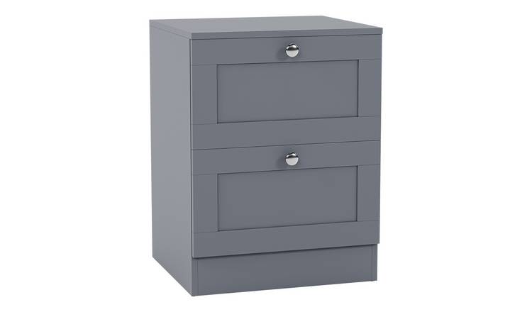 Vida Designs Altino 2 Drawer Bedside Chest - Grey