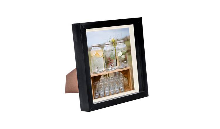 Nicola Spring 3D Box Photo Frame - 8 x 8" with Mount - Black/Ivory