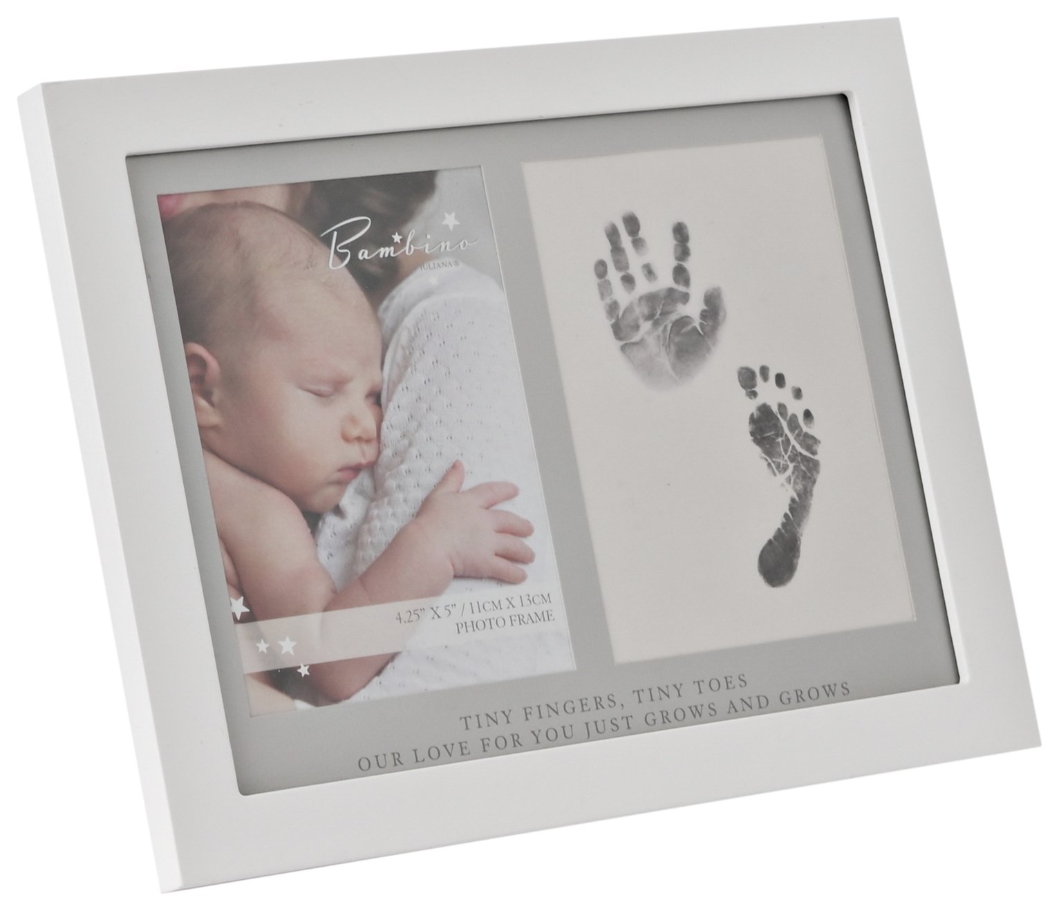 Bambino Hand & Foot Print Photo Frame - Grey - 21x27cm