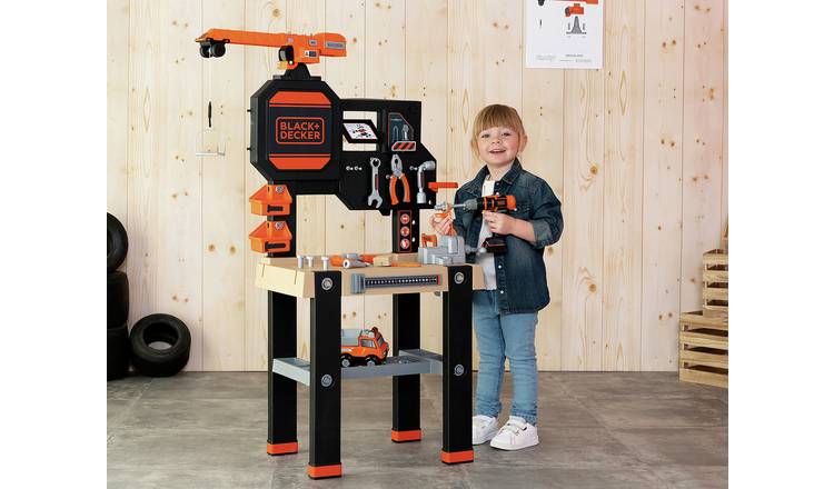 BLACK DECKER Junior Builder Toy Foldable Workbench With Tools Mechanical  Drill