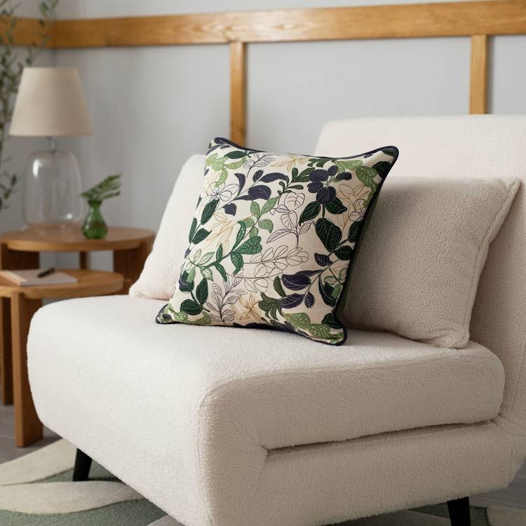 Habitat Leaf Print Cushion - Multicolored - 43x43cm 0