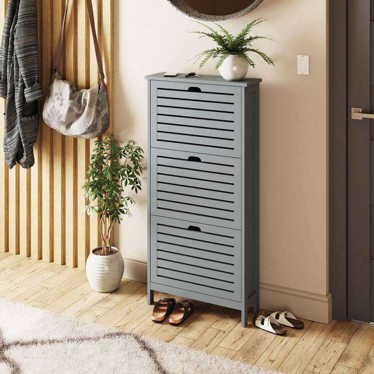 GFW Bergen Shoe Storage Cabinet - Grey 0