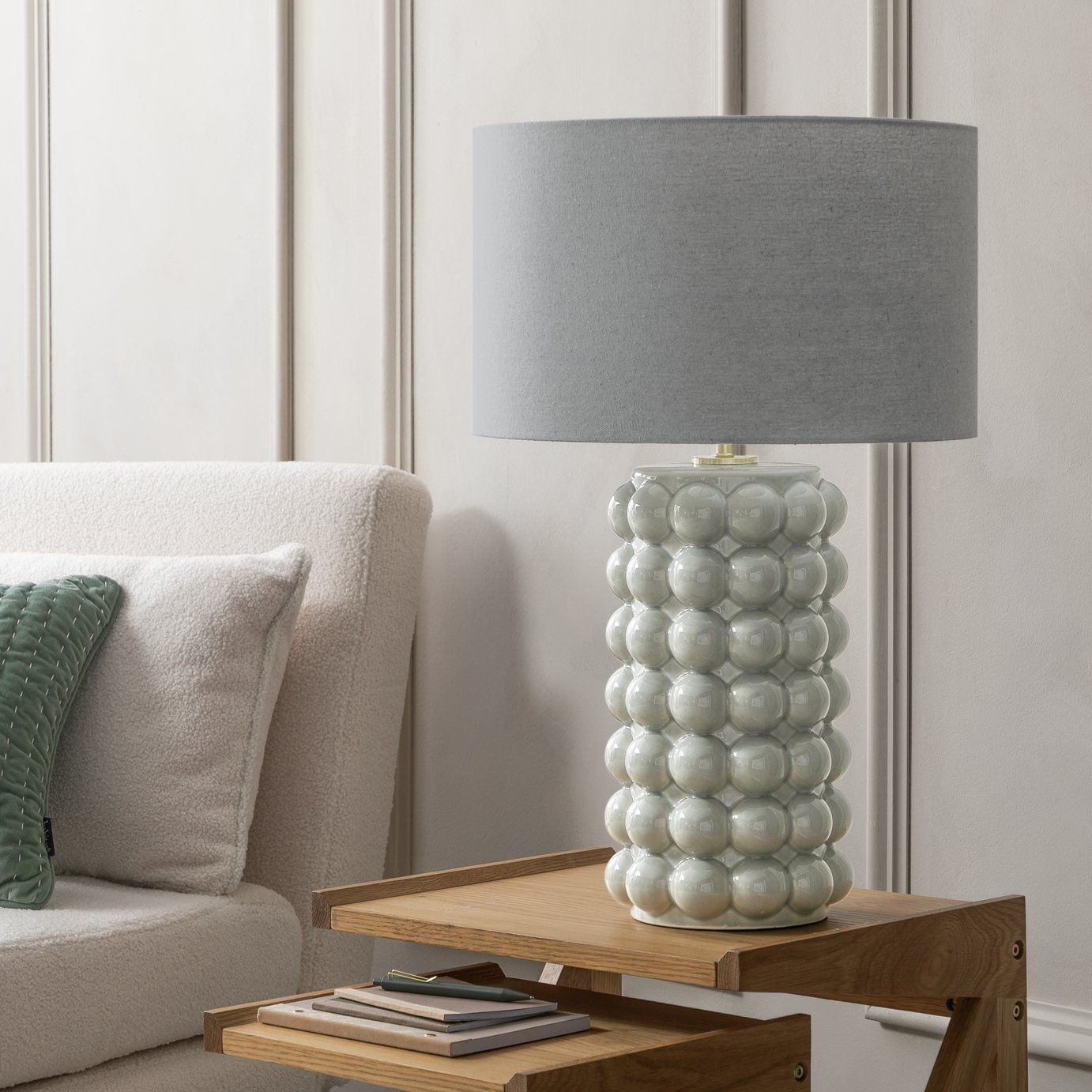 Habitat Bobble 61cm Ceramic Table Lamp - Grey