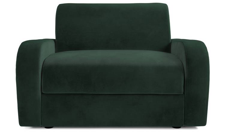 Jay-Be Deco Velvet Love Chair Sofa Bed - Dark Green