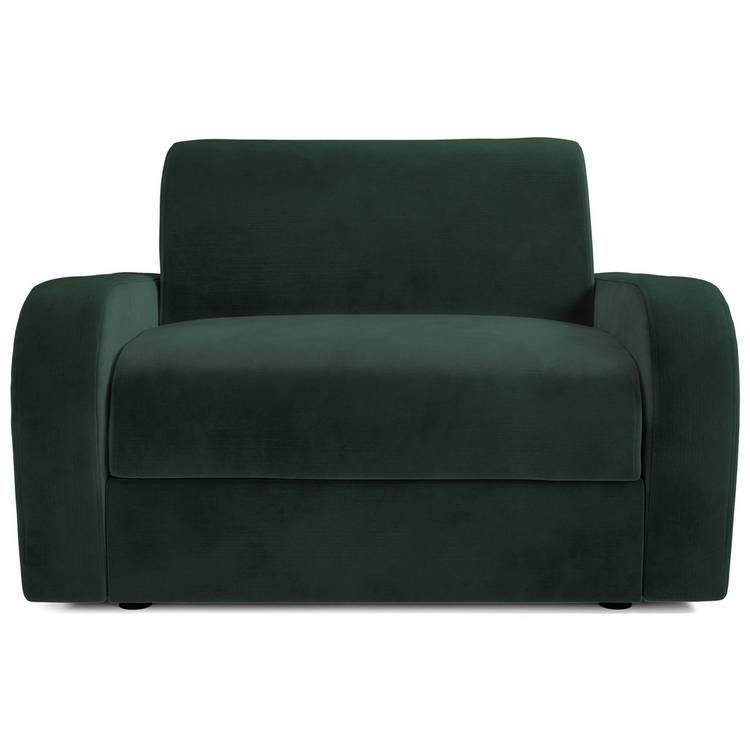 Jay-Be Deco Velvet Love Chair Sofa Bed - Dark Green 0