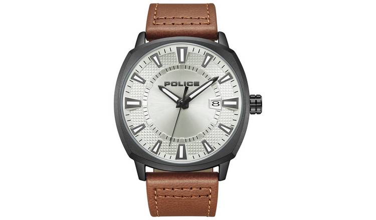 Police Urban Rebel Brown Leather Strap Watch