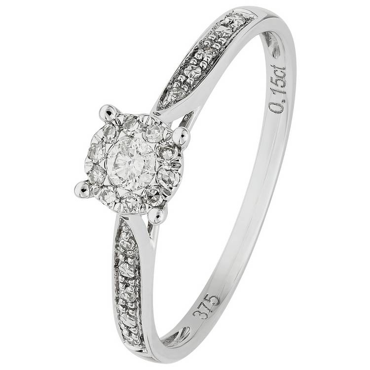 Revere 9ct White Gold 0.15ct Diamond Engagement Ring - U 0