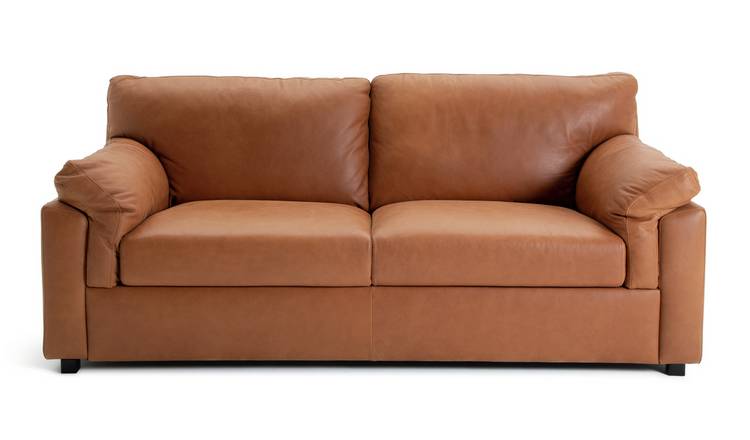 Habitat tan store leather sofa