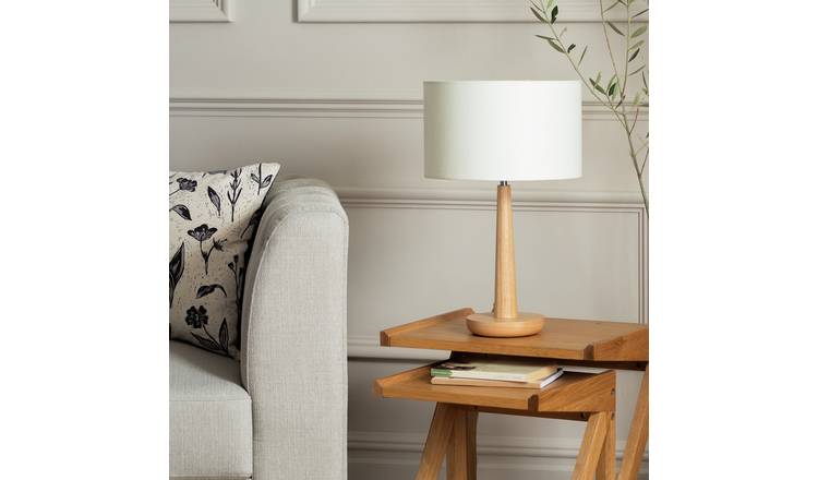 Buy Habitat Malaren Wooden 47cm Tapered Table Lamp - Natural | Table ...