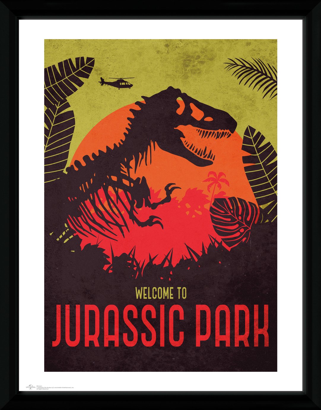 Jurassic Park Silhouette Photographic Framed Print - 30x40cm