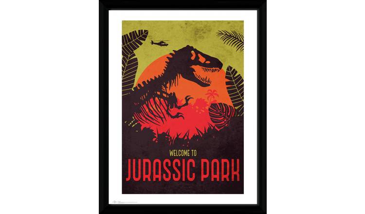 Jurassic Park Silhouette Photographic Framed Print - 30x40cm