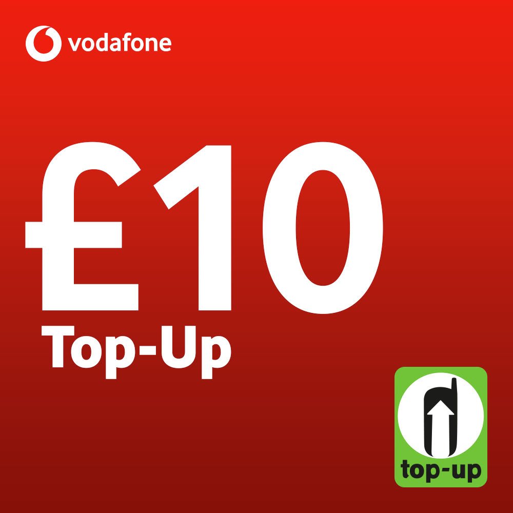 Vodafone £10 Pay As You Go Top-Up Voucher