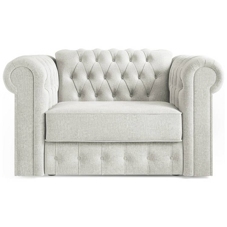 Jay-Be Chesterfield Fabric Cuddle Chair Sofa Bed -Light Grey 0